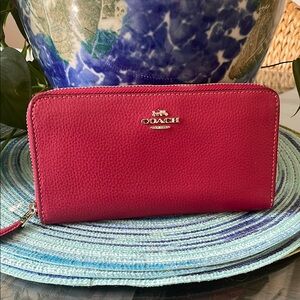 Coach Pink Leather Wallet with Gold Hardware